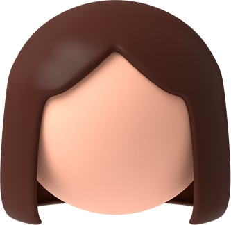 3D Head Light Skin Long Brown Hair