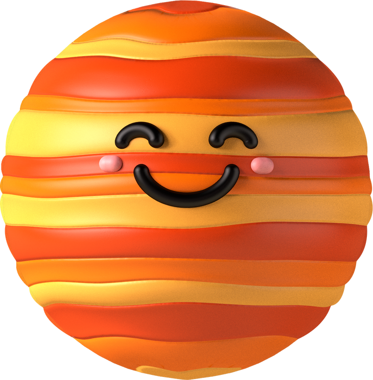 3D Smiling Jupiter Planet